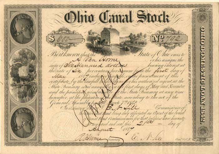 Ohio Canal Stock - Ohio $600 Bond